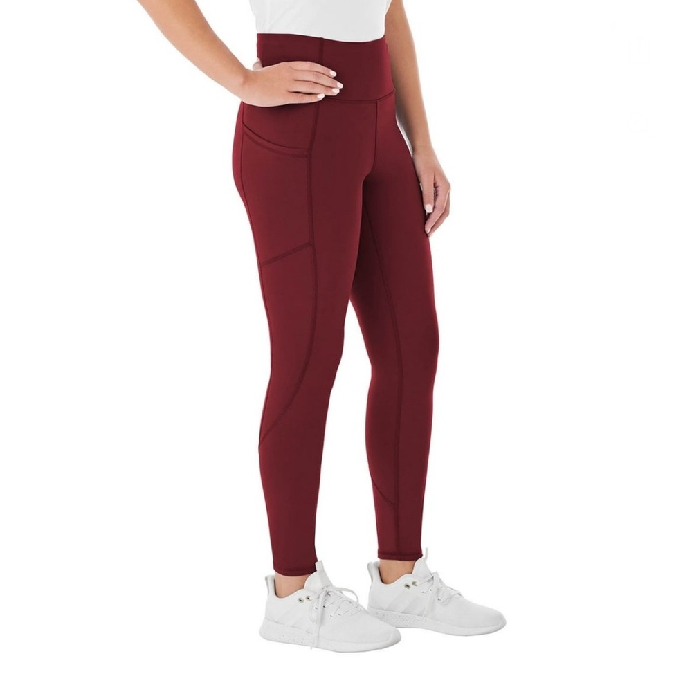 Large Members Maroon Red High-Rise Extra Warm Thick Leggings NWOT